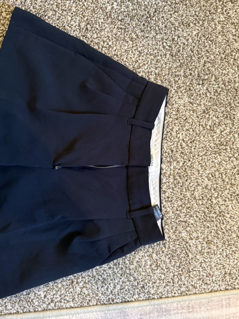 Aritzia Navy Blue High-Waist Tailored Shorts